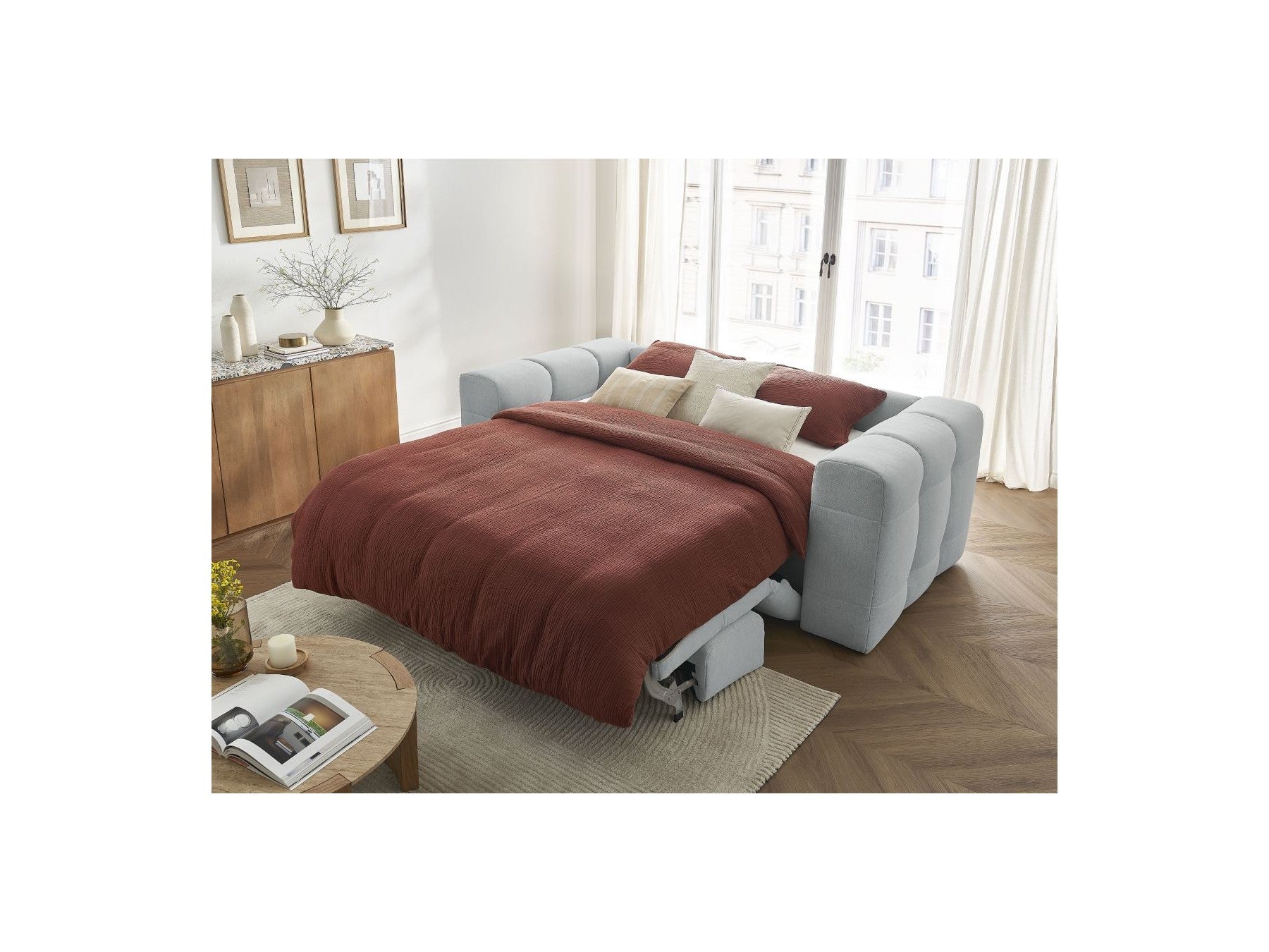 Cloud - Canapé Droit Convertible 3 Places - Tissu Lisse