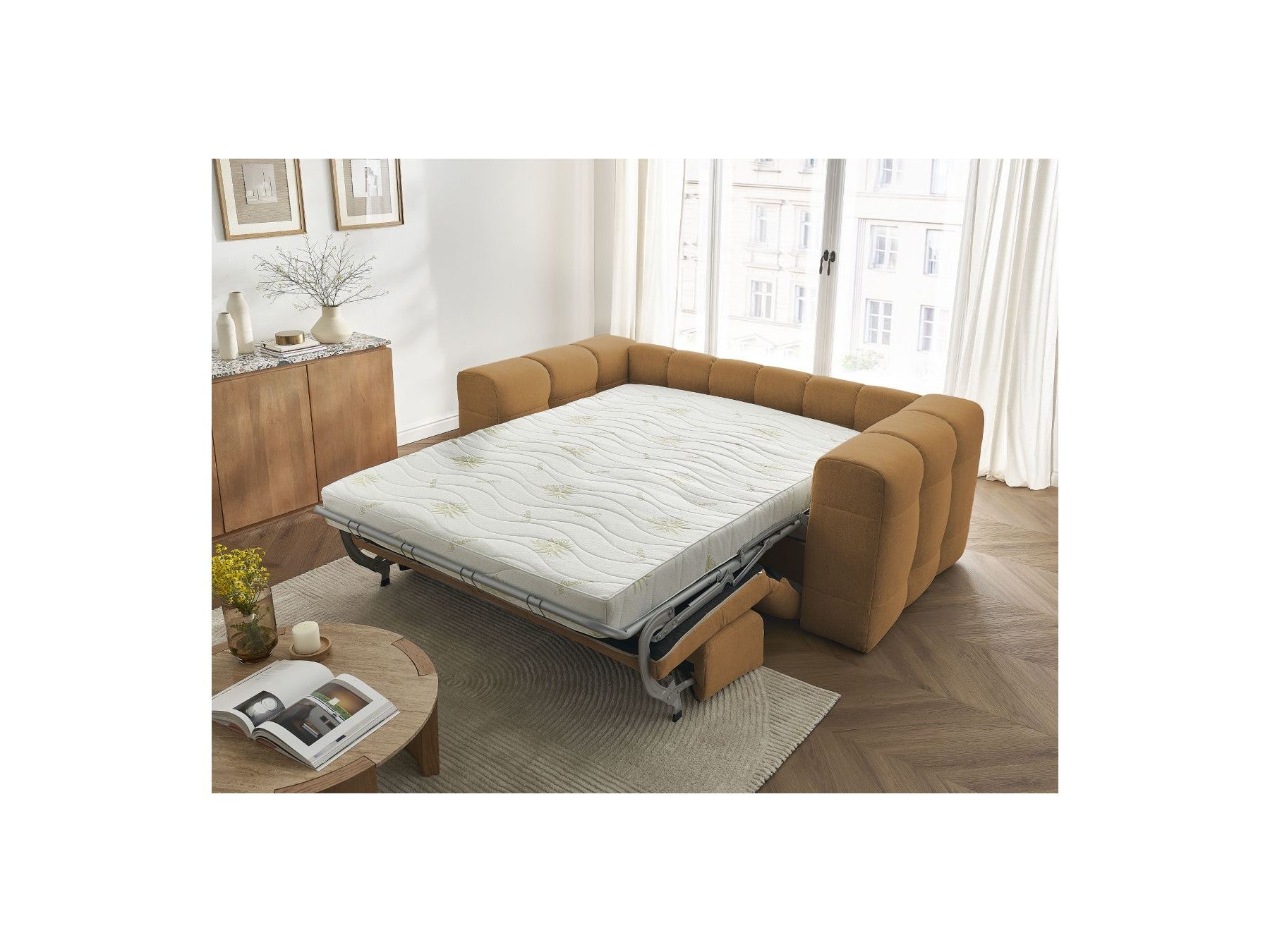 Cloud - Canapé Droit Convertible 3 Places - Tissu Lisse