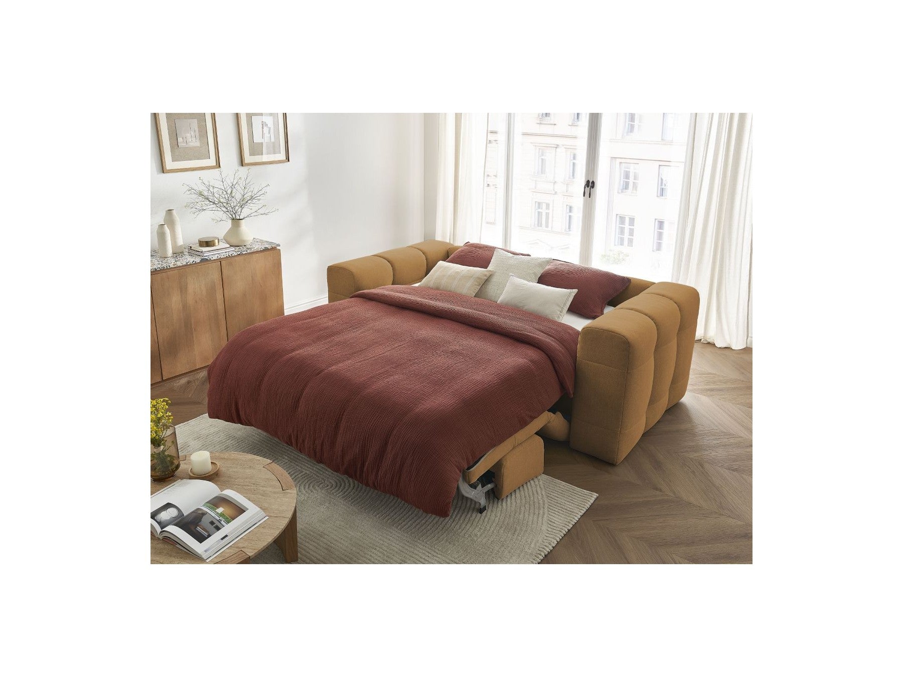 Cloud - Canapé Droit Convertible 3 Places - Tissu Lisse