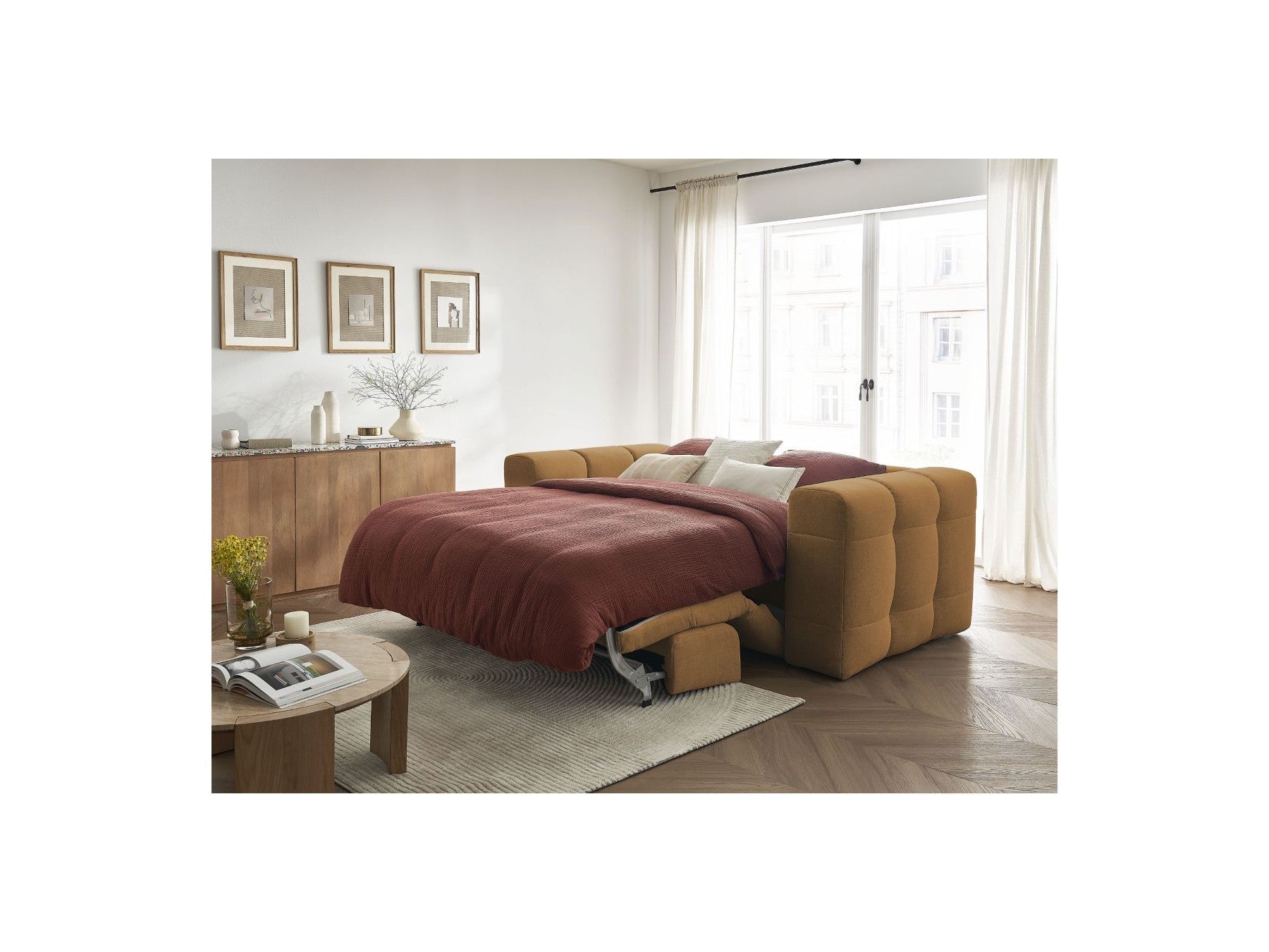 Cloud - Canapé Droit Convertible 3 Places - Tissu Lisse