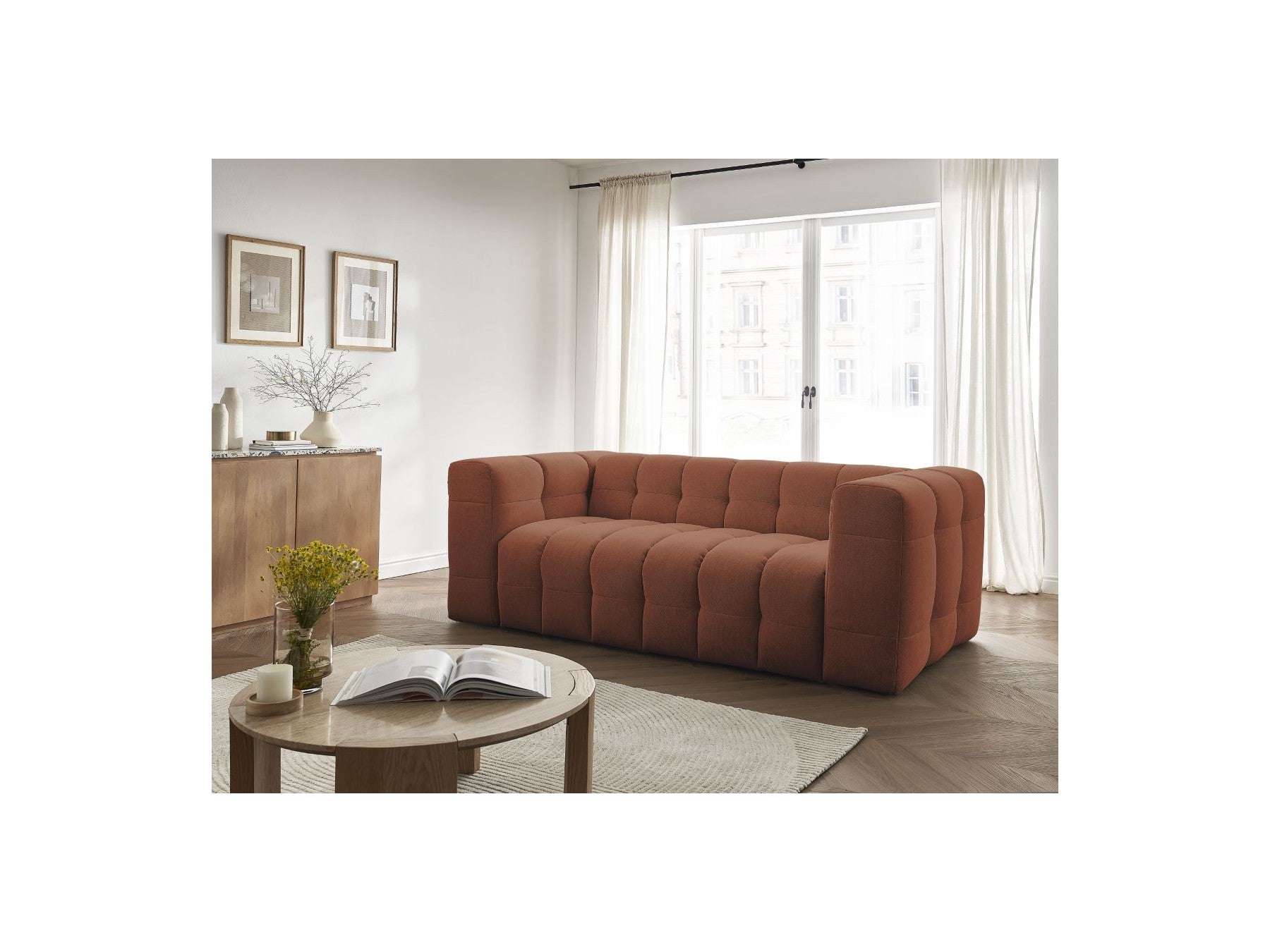 Cloud - Canapé Droit Convertible 3 Places - Tissu Lisse