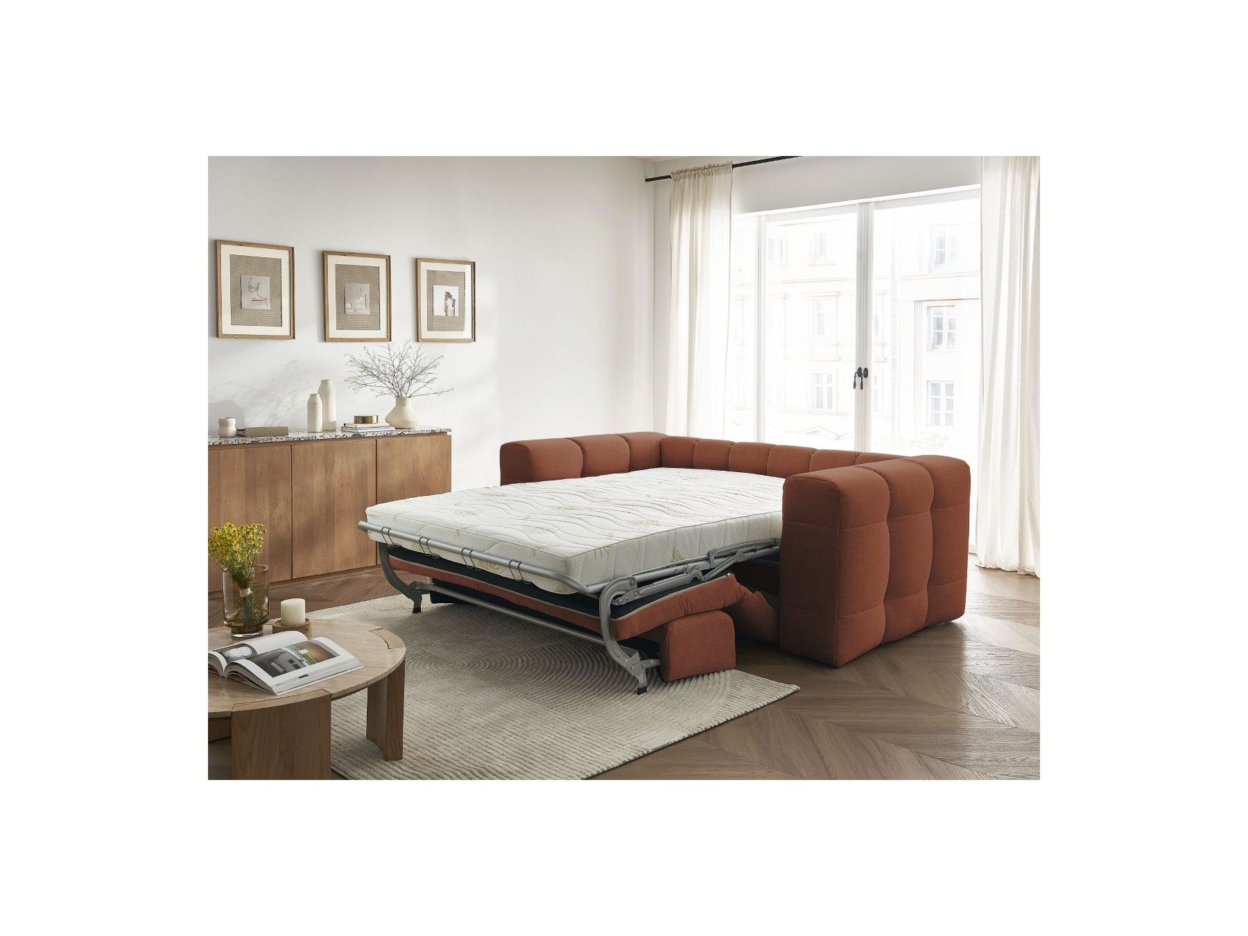 Cloud - Canapé Droit Convertible 3 Places - Tissu Lisse