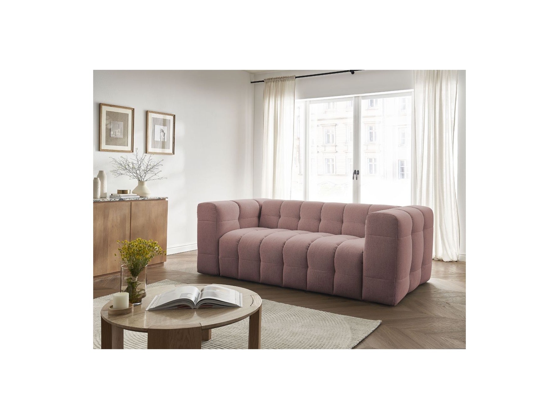 Cloud - Canapé Droit Convertible 3 Places - Tissu Lisse