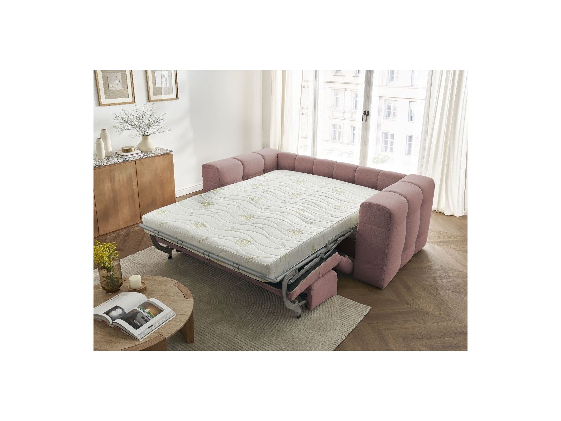 Cloud - Canapé Droit Convertible 3 Places - Tissu Lisse