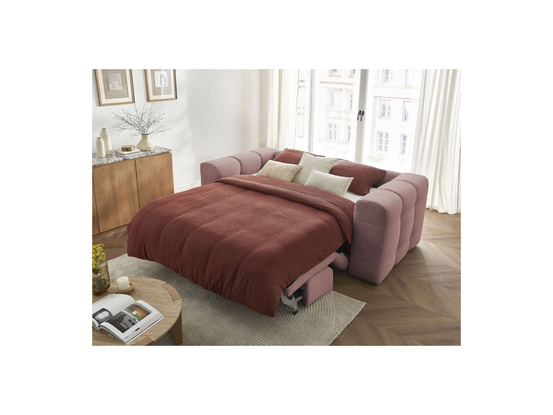 Cloud - Canapé Droit Convertible 3 Places - Tissu Lisse