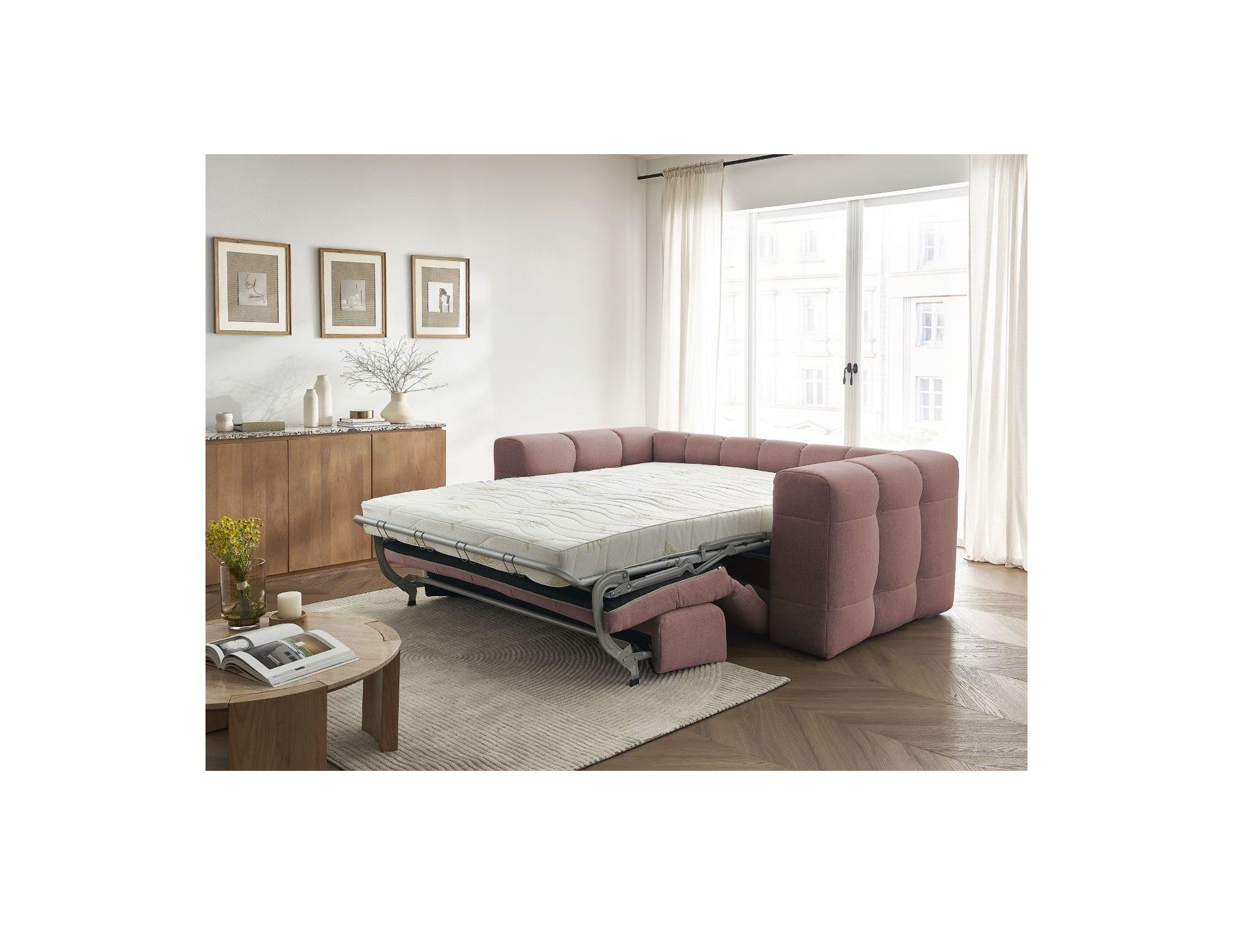 Cloud - Canapé Droit Convertible 3 Places - Tissu Lisse