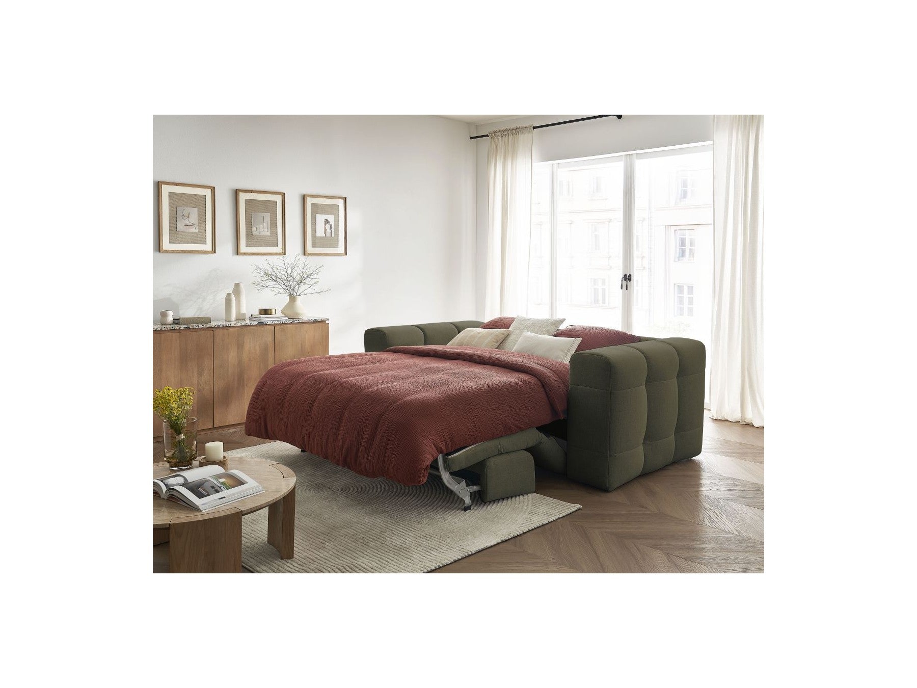 Cloud - Canapé Droit Convertible 3 Places - Tissu Lisse