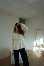 Pull Fin Péplum Albane Écru
