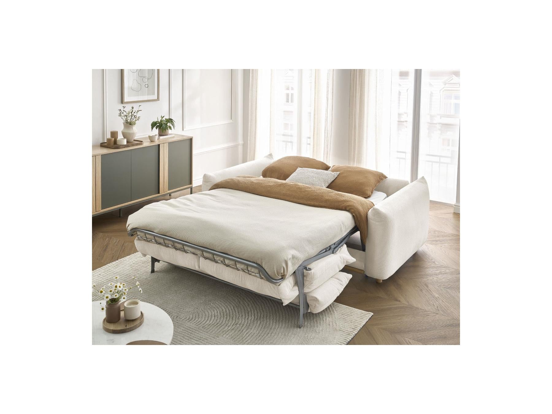 Ernest - Canapé Droit Convertible Ouverture Express - Tissu Lisse - 140X190