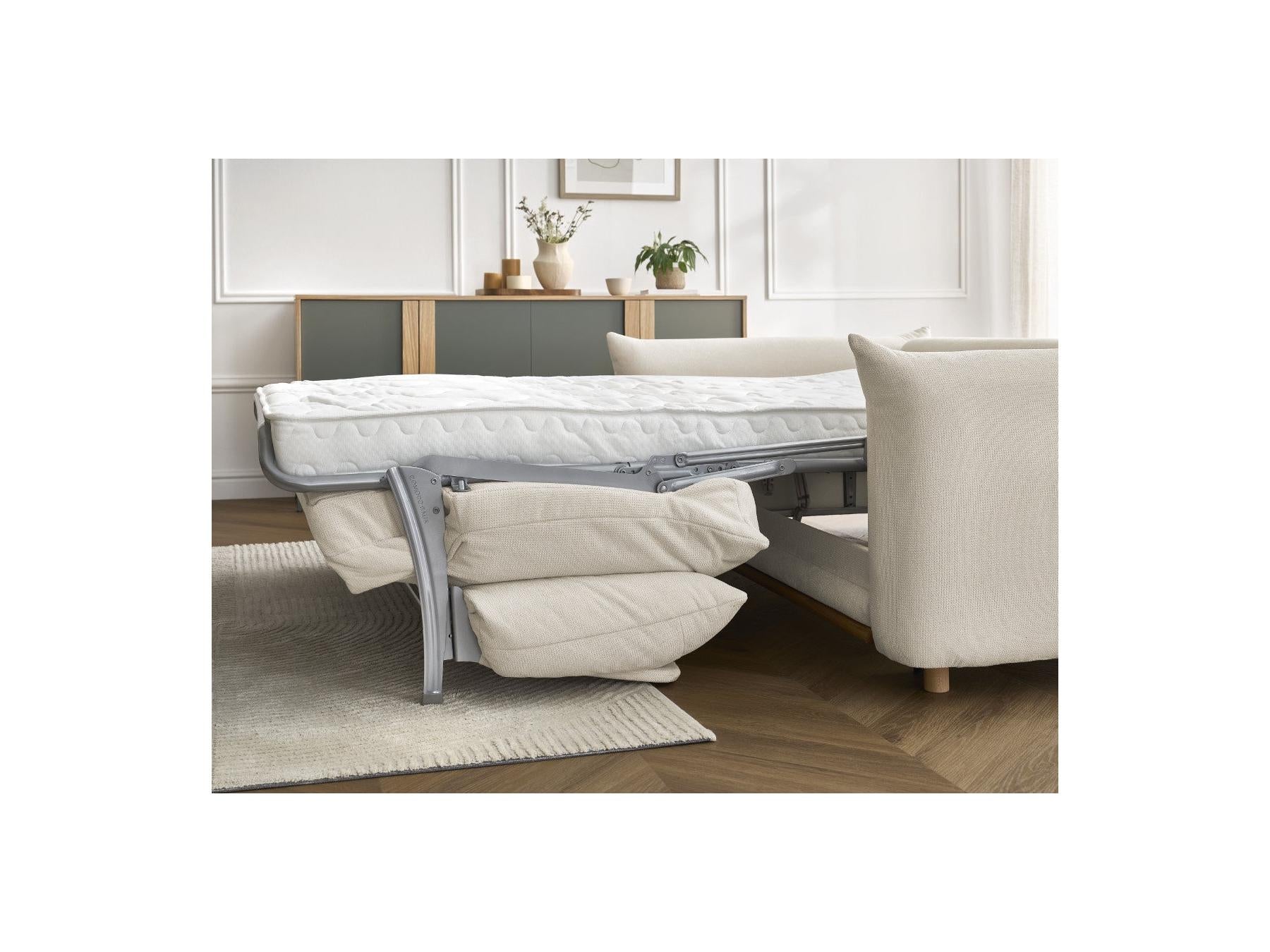 Ernest - Canapé Droit Convertible Ouverture Express - Tissu Lisse - 160X190