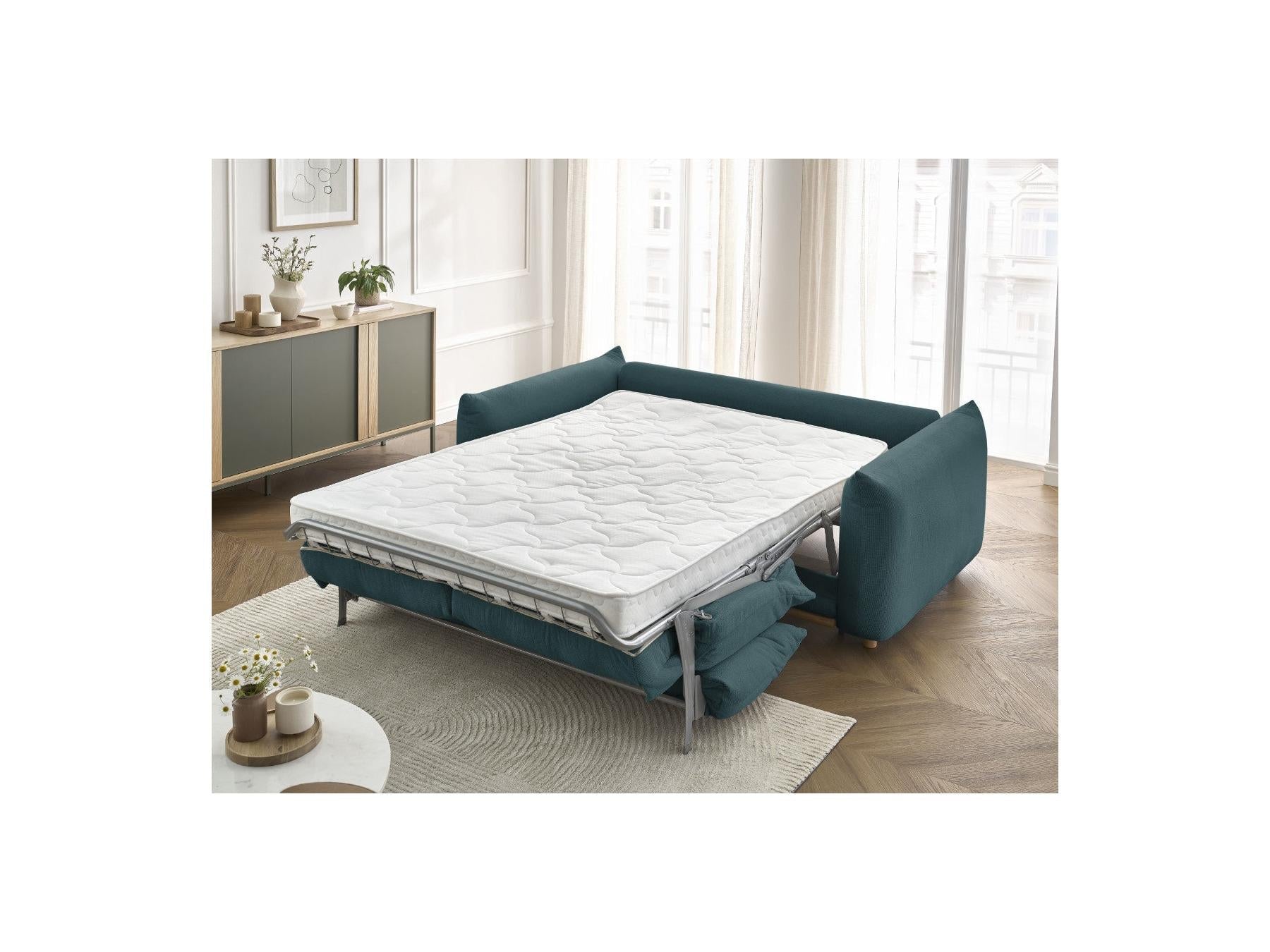 Ernest - Canapé Droit Convertible Ouverture Express - Tissu Lisse - 140X190