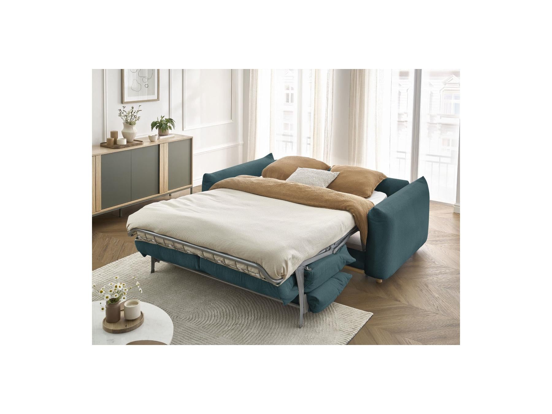 Ernest - Canapé Droit Convertible Ouverture Express - Tissu Lisse - 160X190