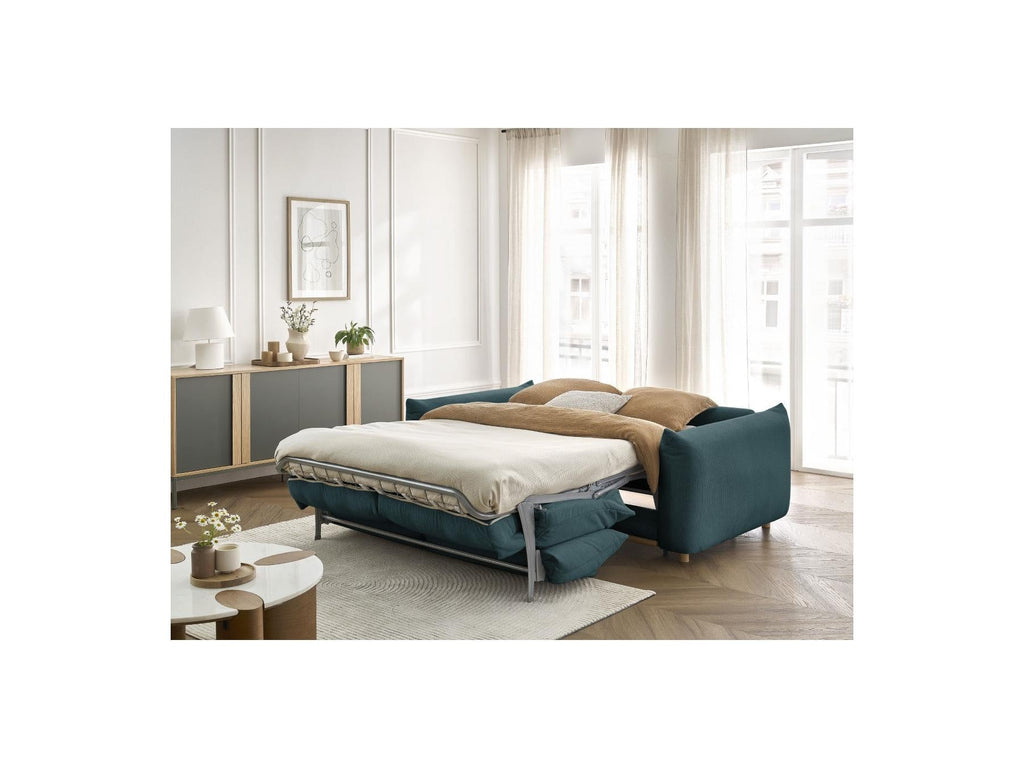 Ernest - Canapé Droit Convertible Ouverture Express - Tissu Lisse - 160X190