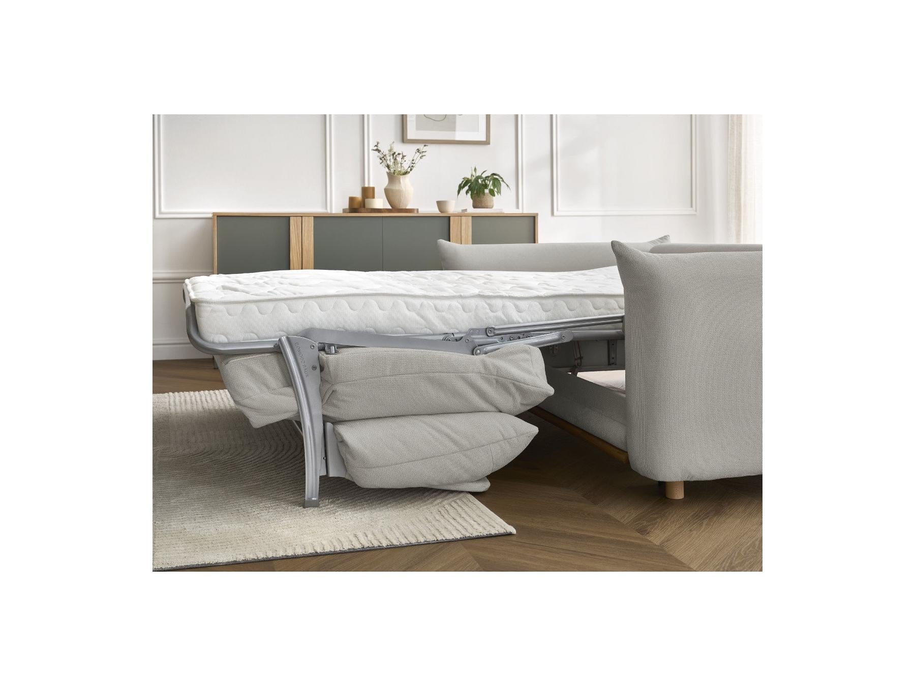 Ernest - Canapé Droit Convertible Ouverture Express - Tissu Lisse - 140X190