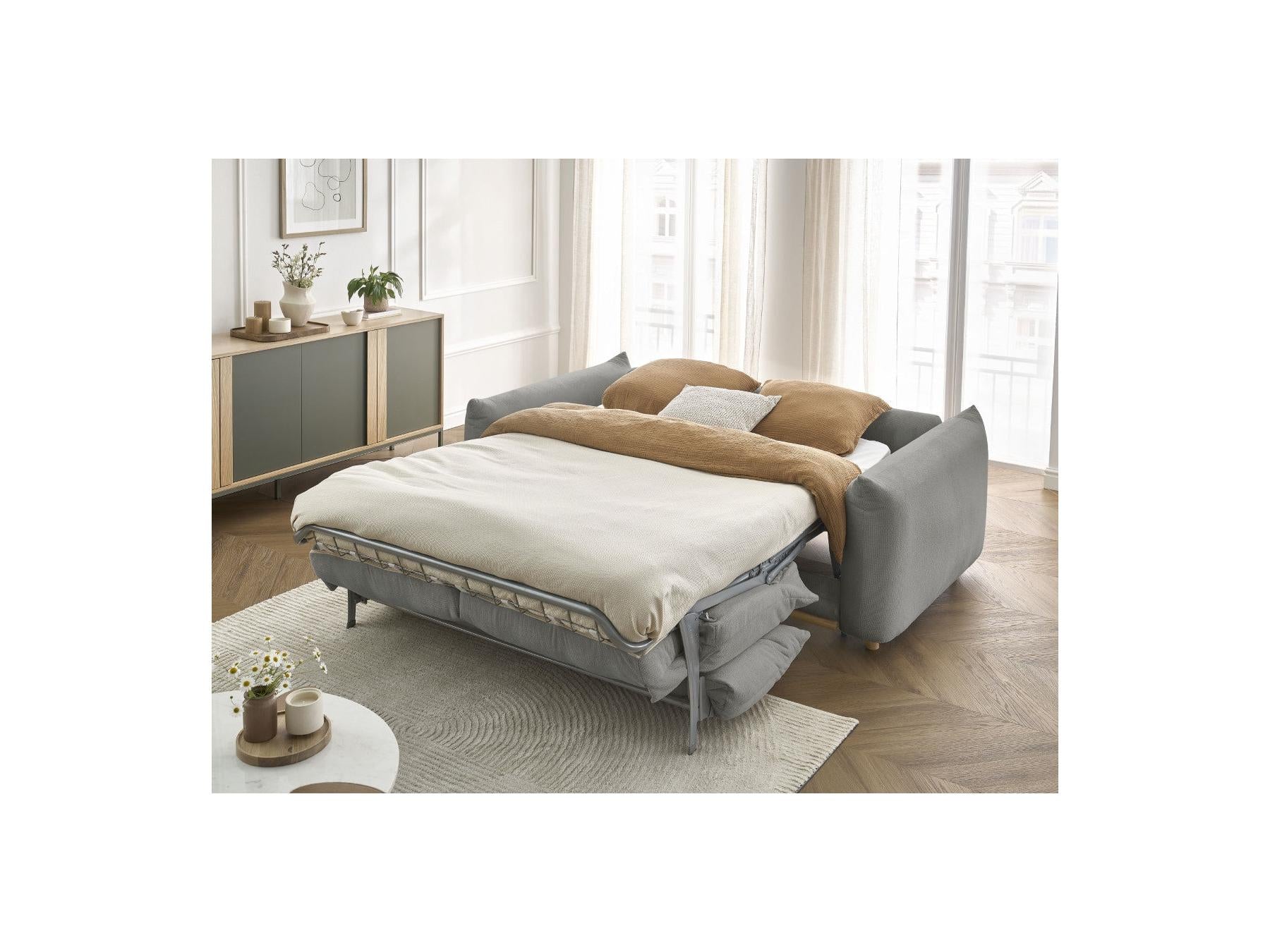 Ernest - Canapé Droit Convertible Ouverture Express - Tissu Lisse - 160X190