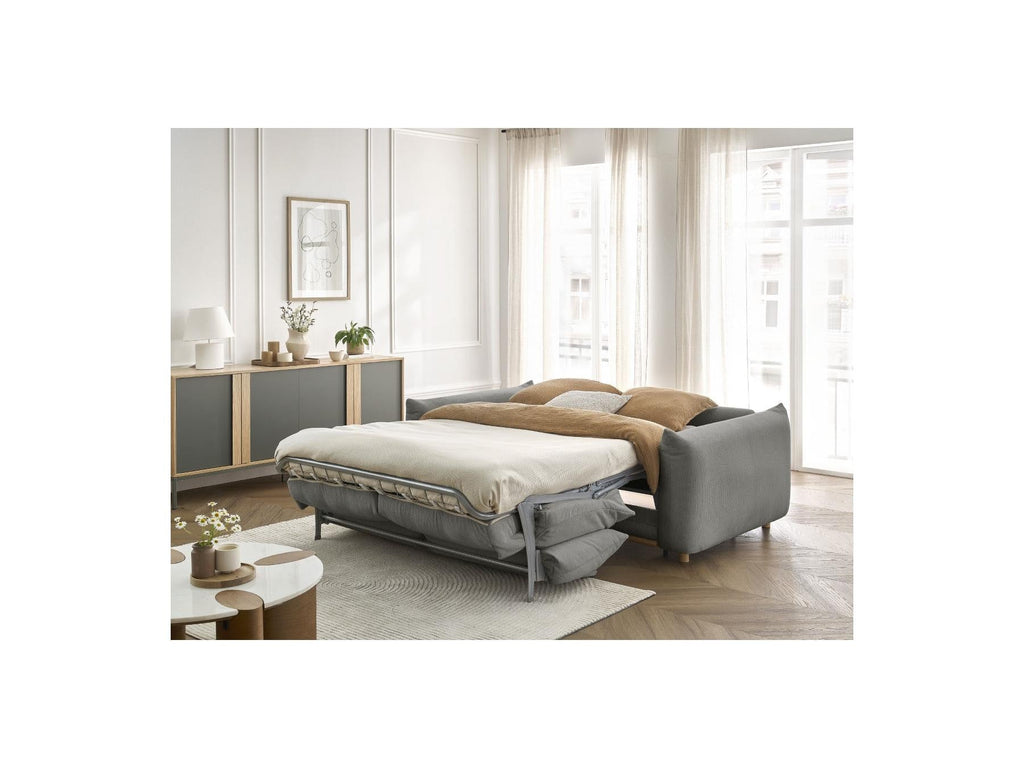 Ernest - Canapé Droit Convertible Ouverture Express - Tissu Lisse - 160X190