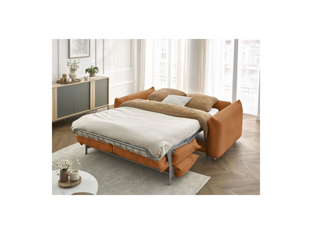 Ernest - Canapé Droit Convertible Ouverture Express - Tissu Lisse - 160X190