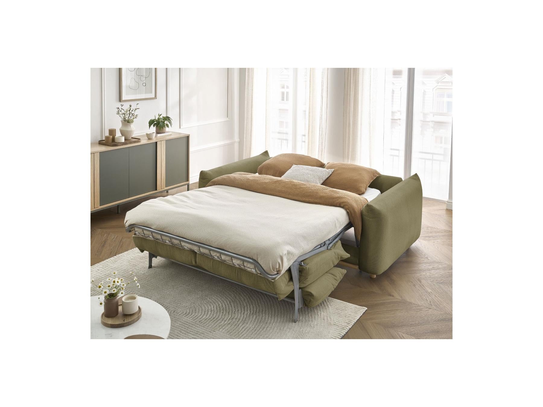 Ernest - Canapé Droit Convertible Ouverture Express - Tissu Lisse - 140X190