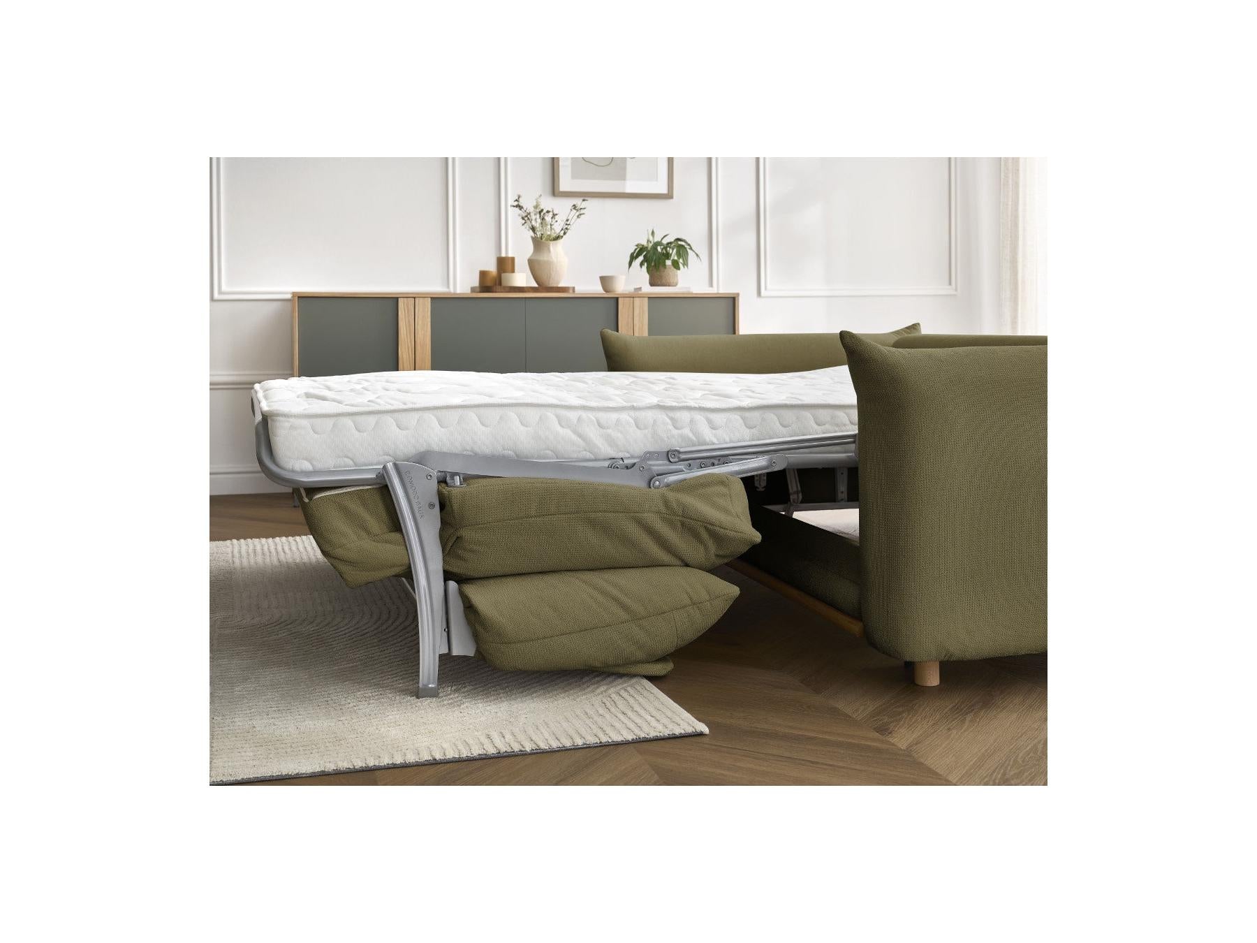 Ernest - Canapé Droit Convertible Ouverture Express - Tissu Lisse - 160X190