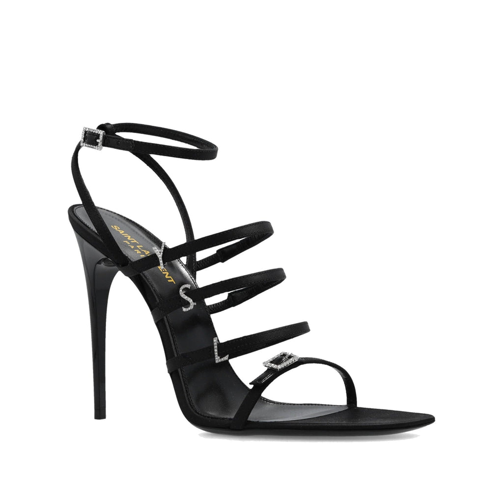 Saint Laurent Jerry Satin Sandals - Black - Femme