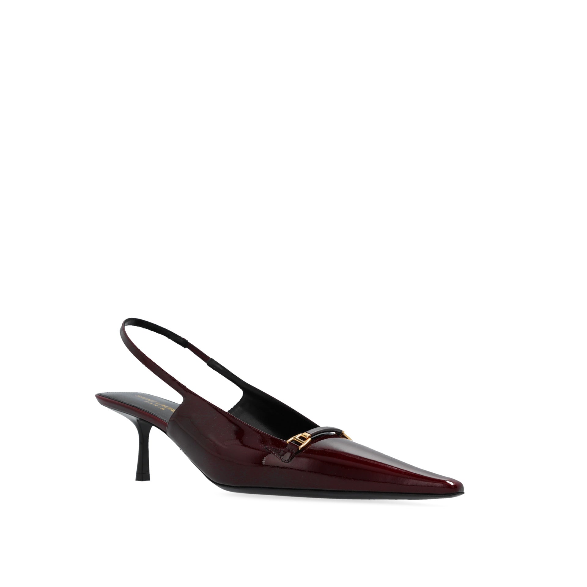 Escarpins Saint Laurent 'Carine' Leather Slingback - Burgundy - Femme