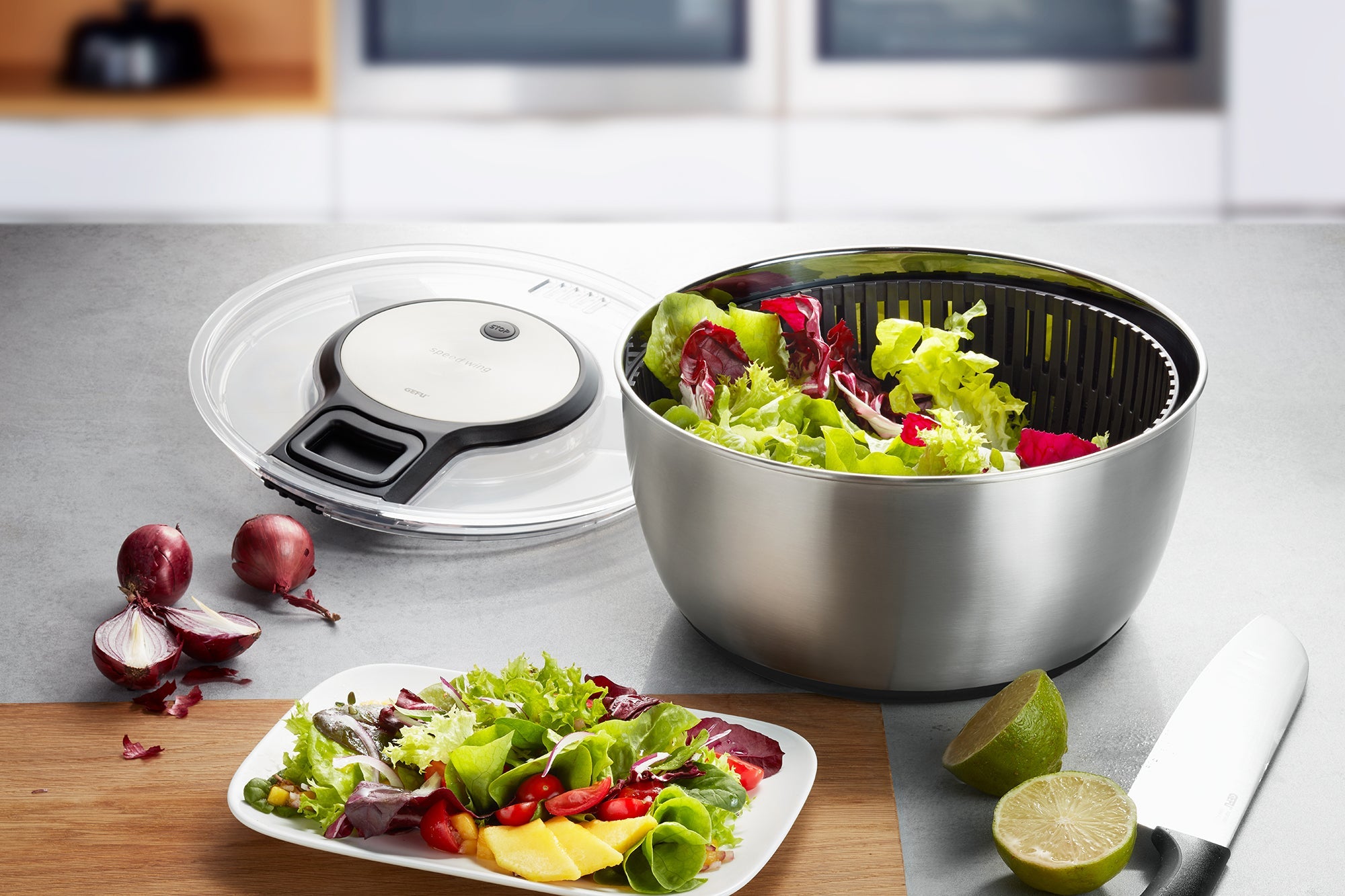 Speedwing® - Essoreuse À Salade - Acier Inoxydable - Noir/Argent