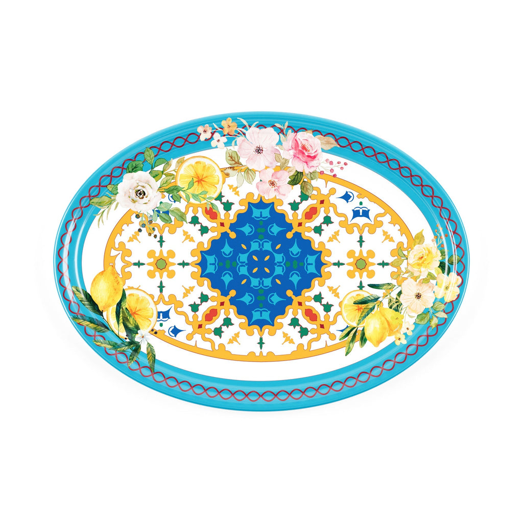 Grand Plateau Ovale "Flower&Lemon"