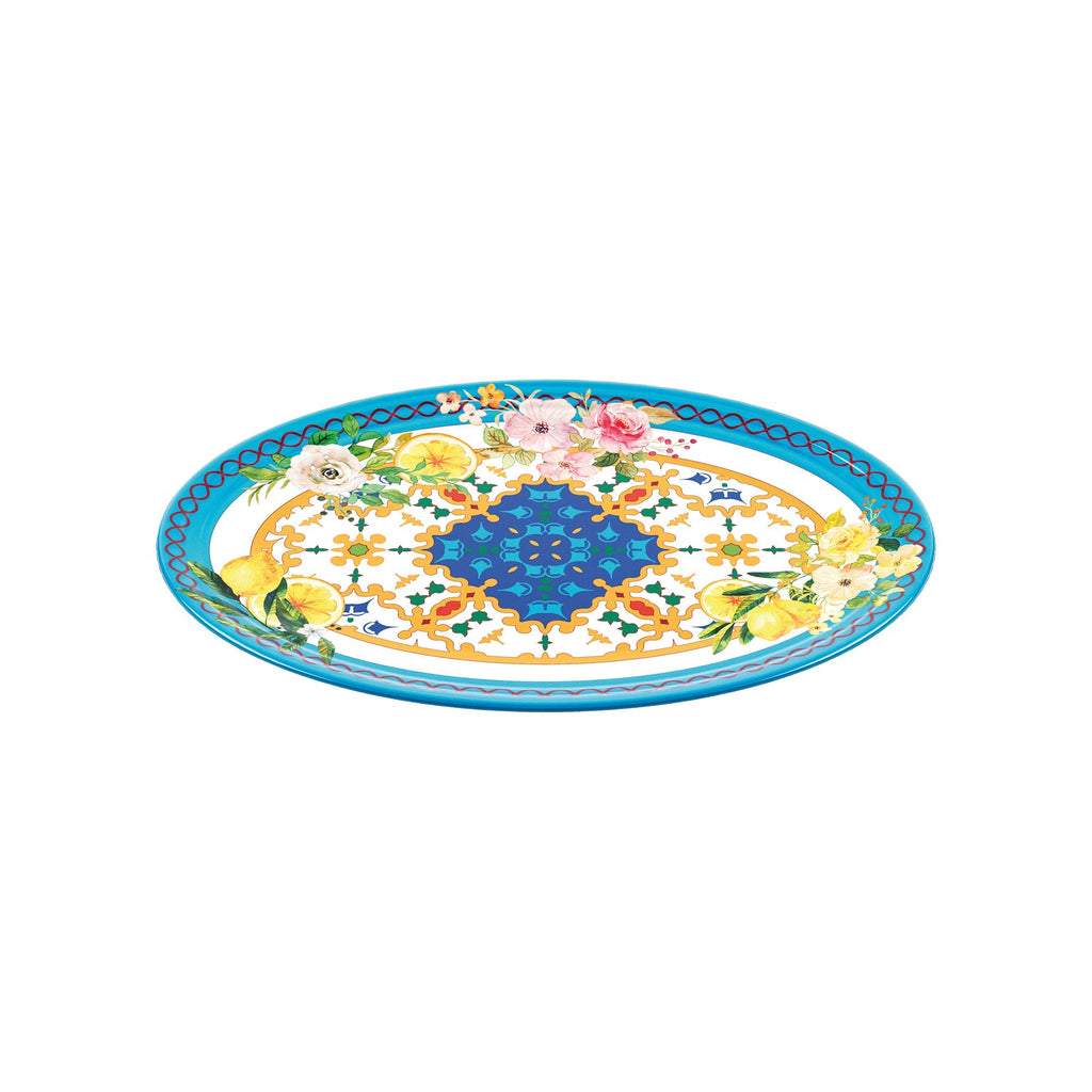 Grand Plateau Ovale "Flower&Lemon"