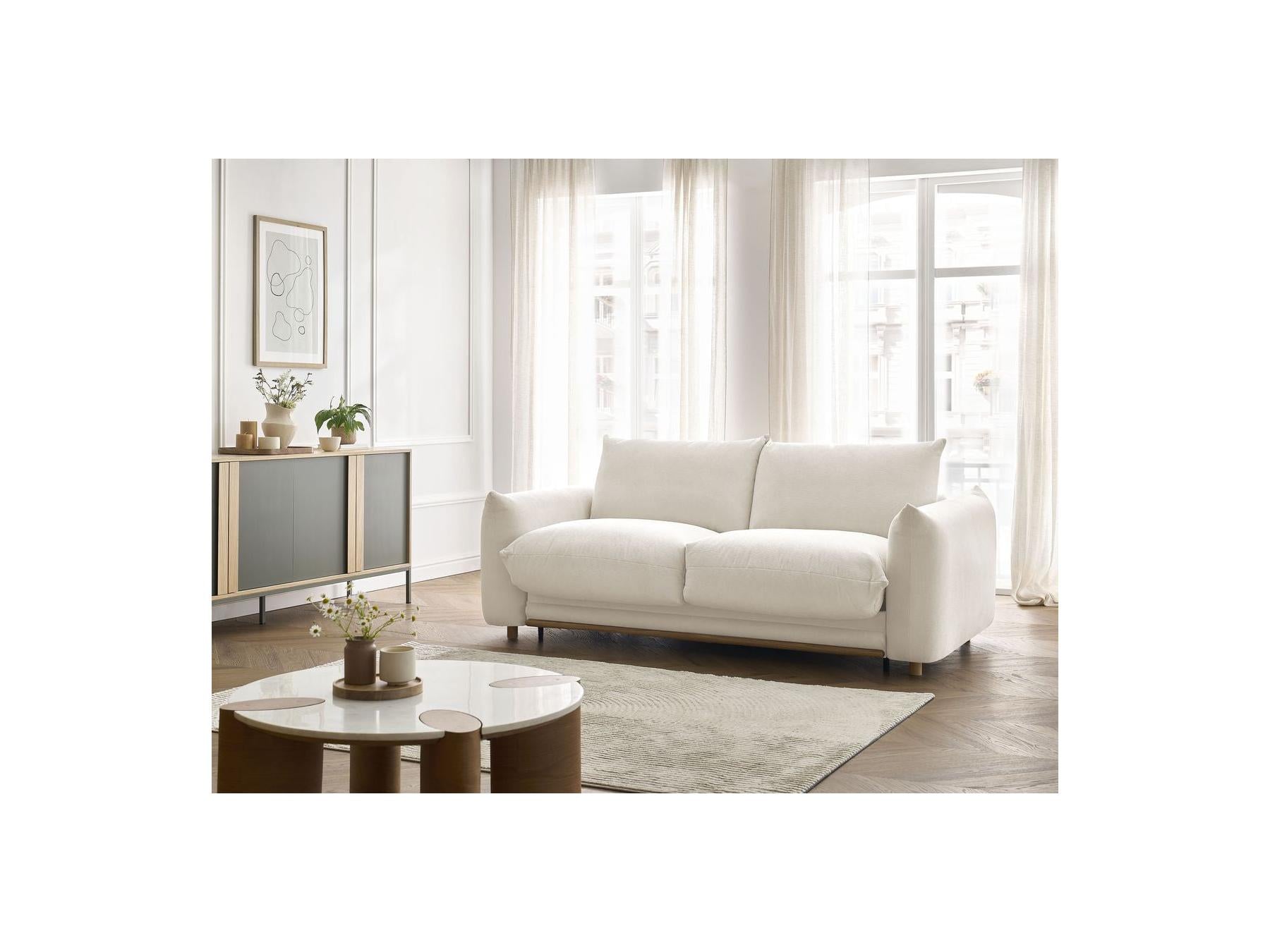 Ernest - Canapé Droit Convertible Ouverture Express - Tissu Lisse - 160X190