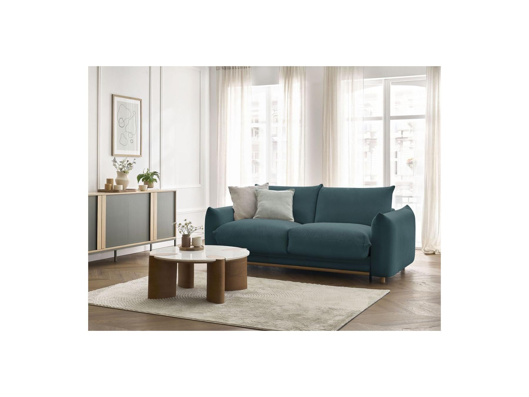 Ernest - Canapé Droit Convertible Ouverture Express - Tissu Lisse - 160X190