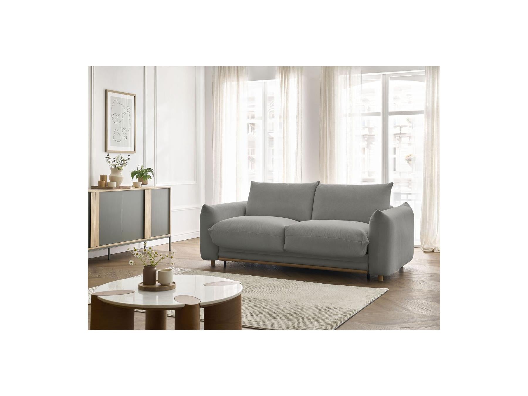 Ernest - Canapé Droit Convertible Ouverture Express - Tissu Lisse - 160X190