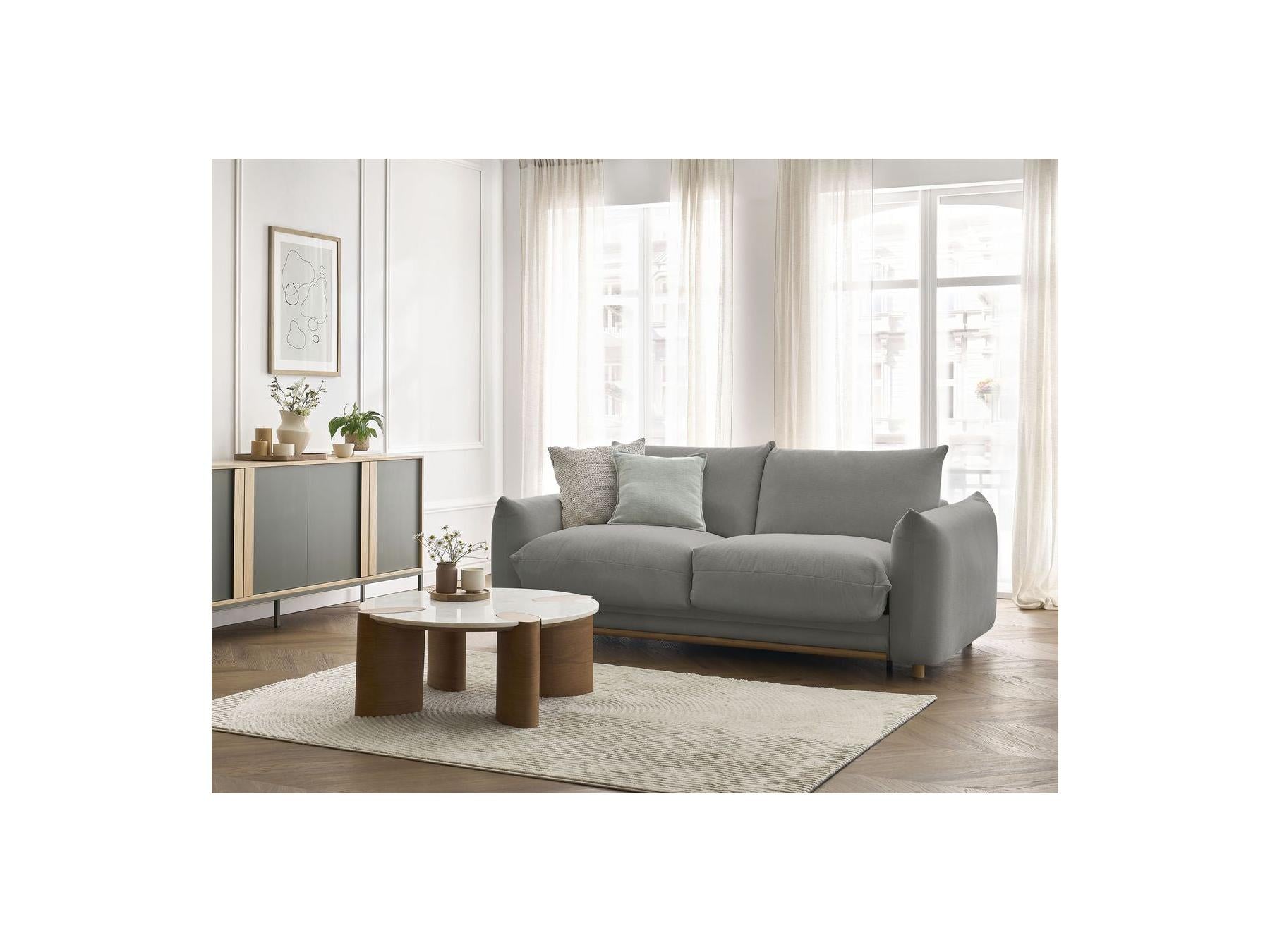 Ernest - Canapé Droit Convertible Ouverture Express - Tissu Lisse - 140X190