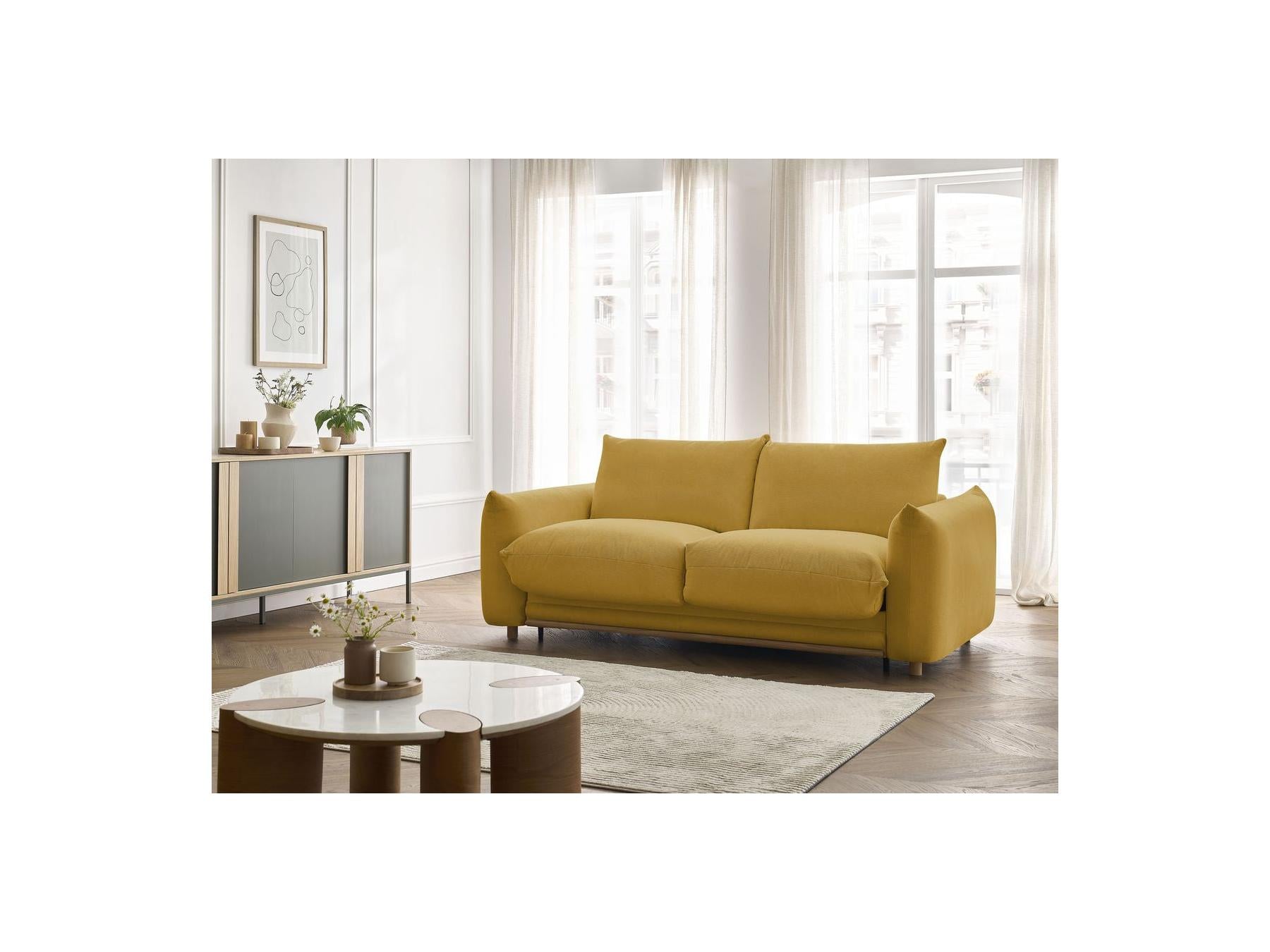 Ernest - Canapé Droit Convertible Ouverture Express - Tissu Lisse - 160X190