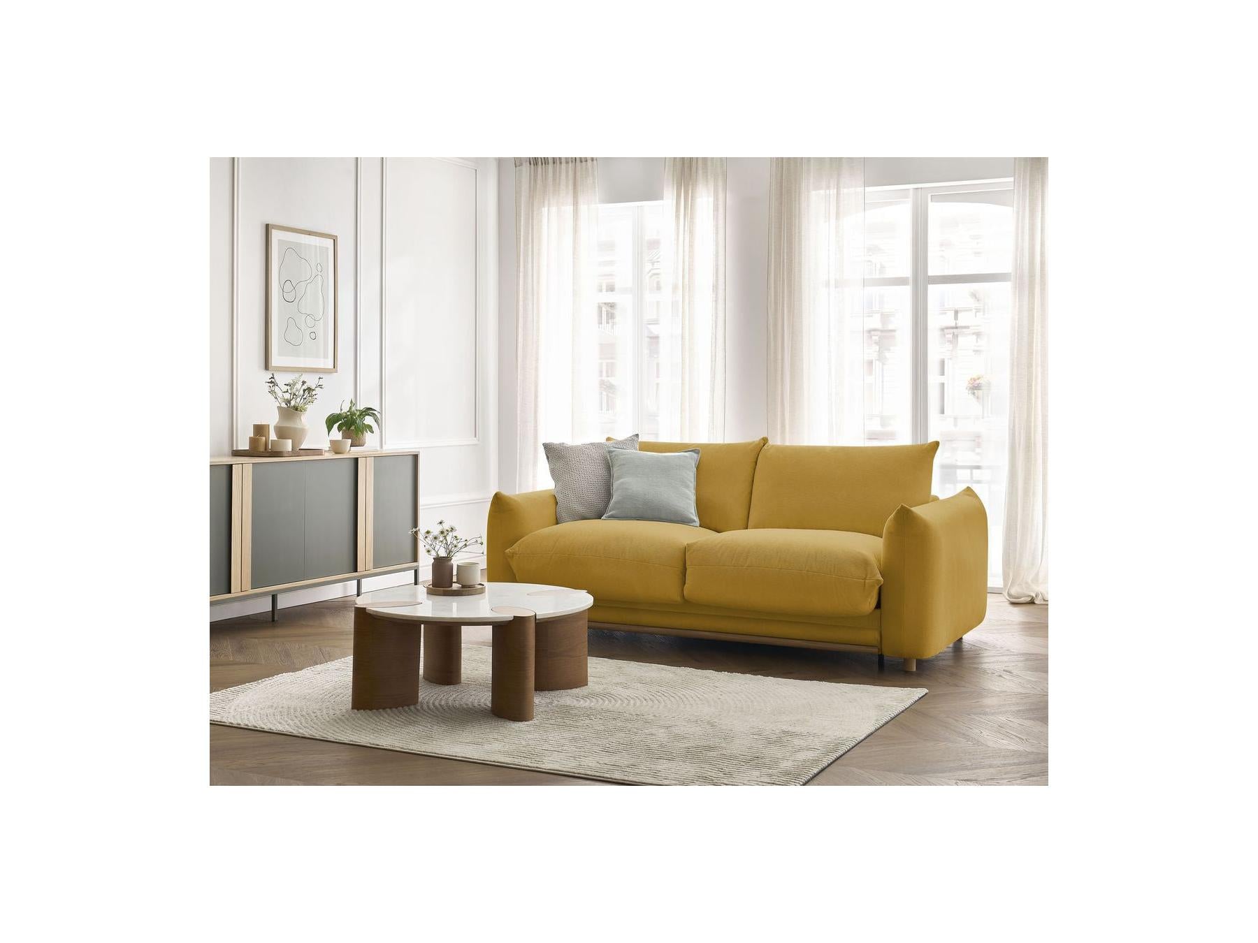 Ernest - Canapé Droit Convertible Ouverture Express - Tissu Lisse - 160X190