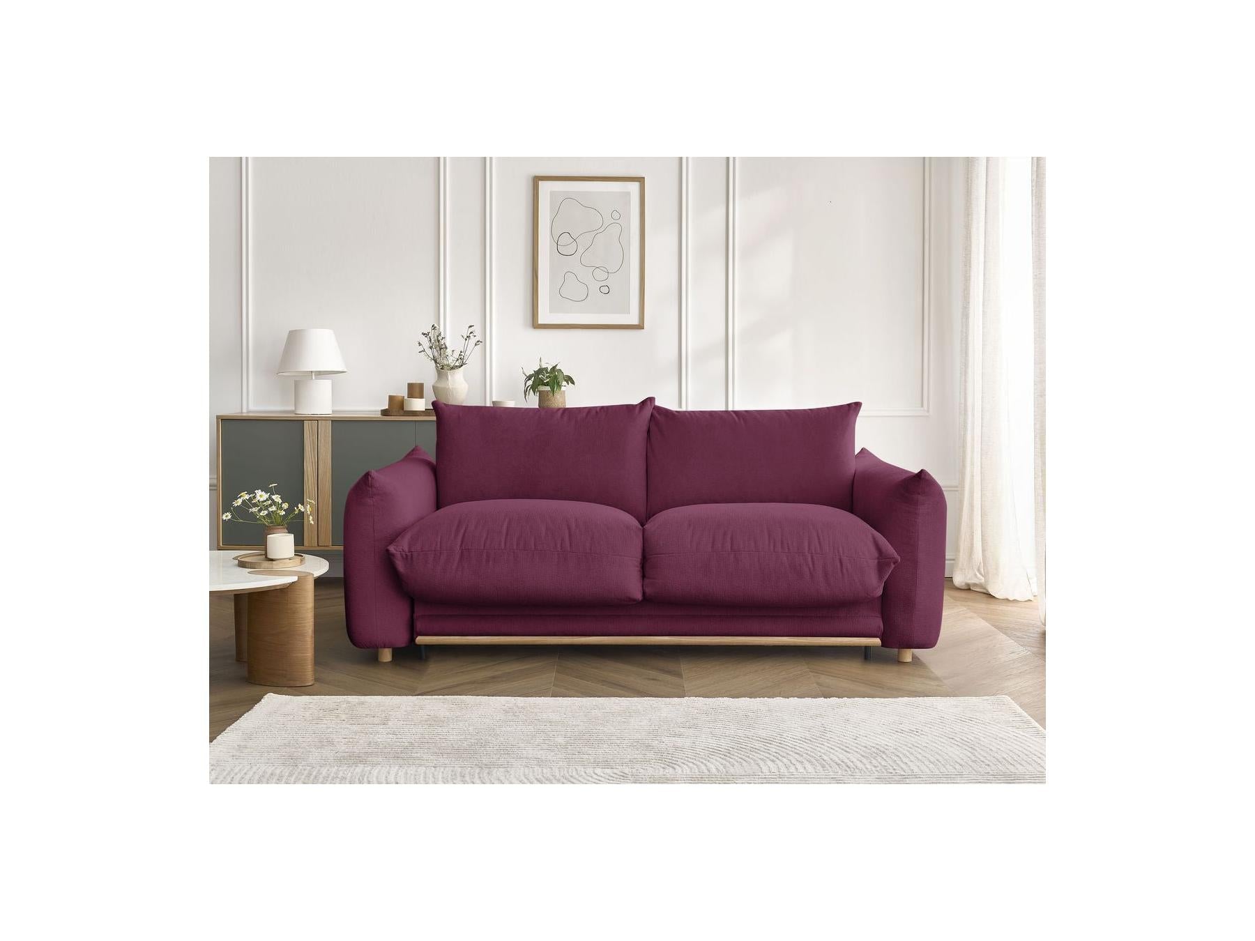 Ernest - Canapé Droit Convertible Ouverture Express - Tissu Lisse - 140X190