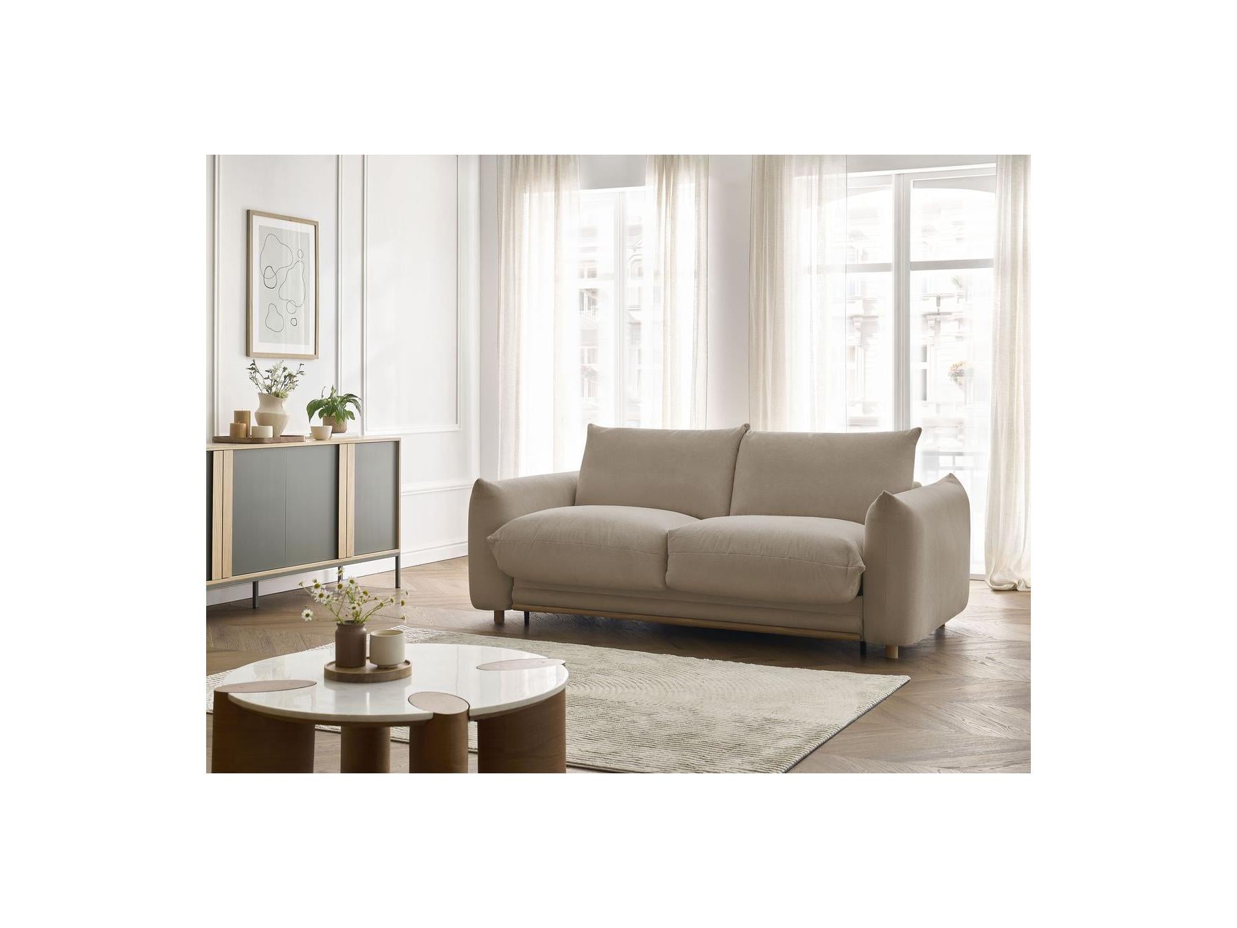 Ernest - Canapé Droit Convertible Ouverture Express - Tissu Lisse - 140X190