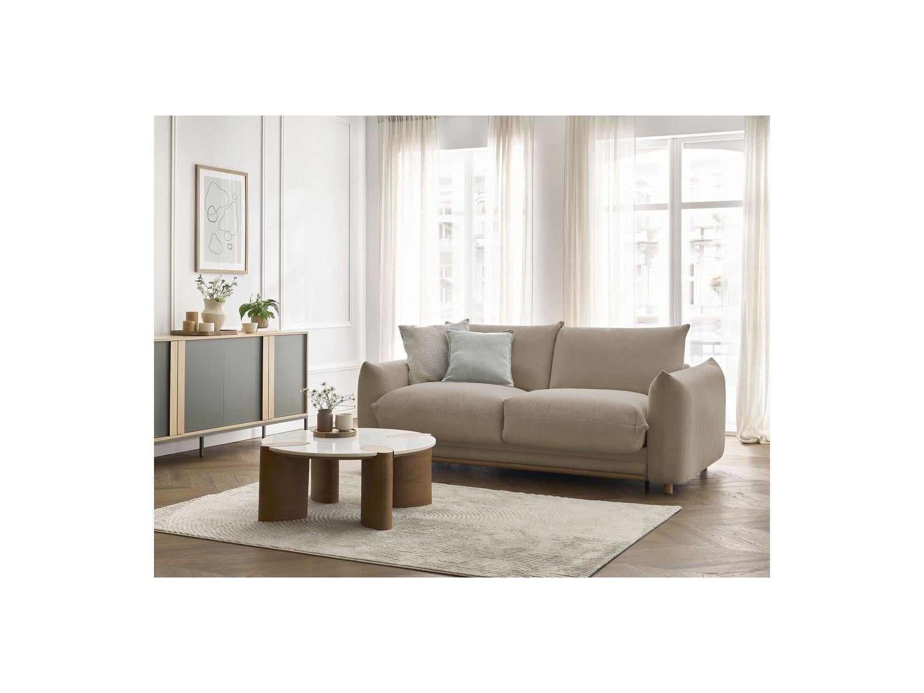 Ernest - Canapé Droit Convertible Ouverture Express - Tissu Lisse - 160X190