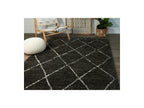 Simon - Tapis Poils Longs - Motif Graphique - Noir