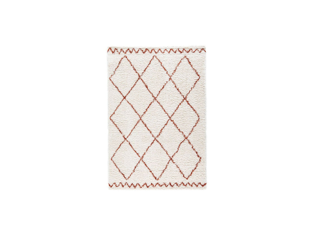 Simon - Tapis Poils Longs - Motif Graphique - Beige