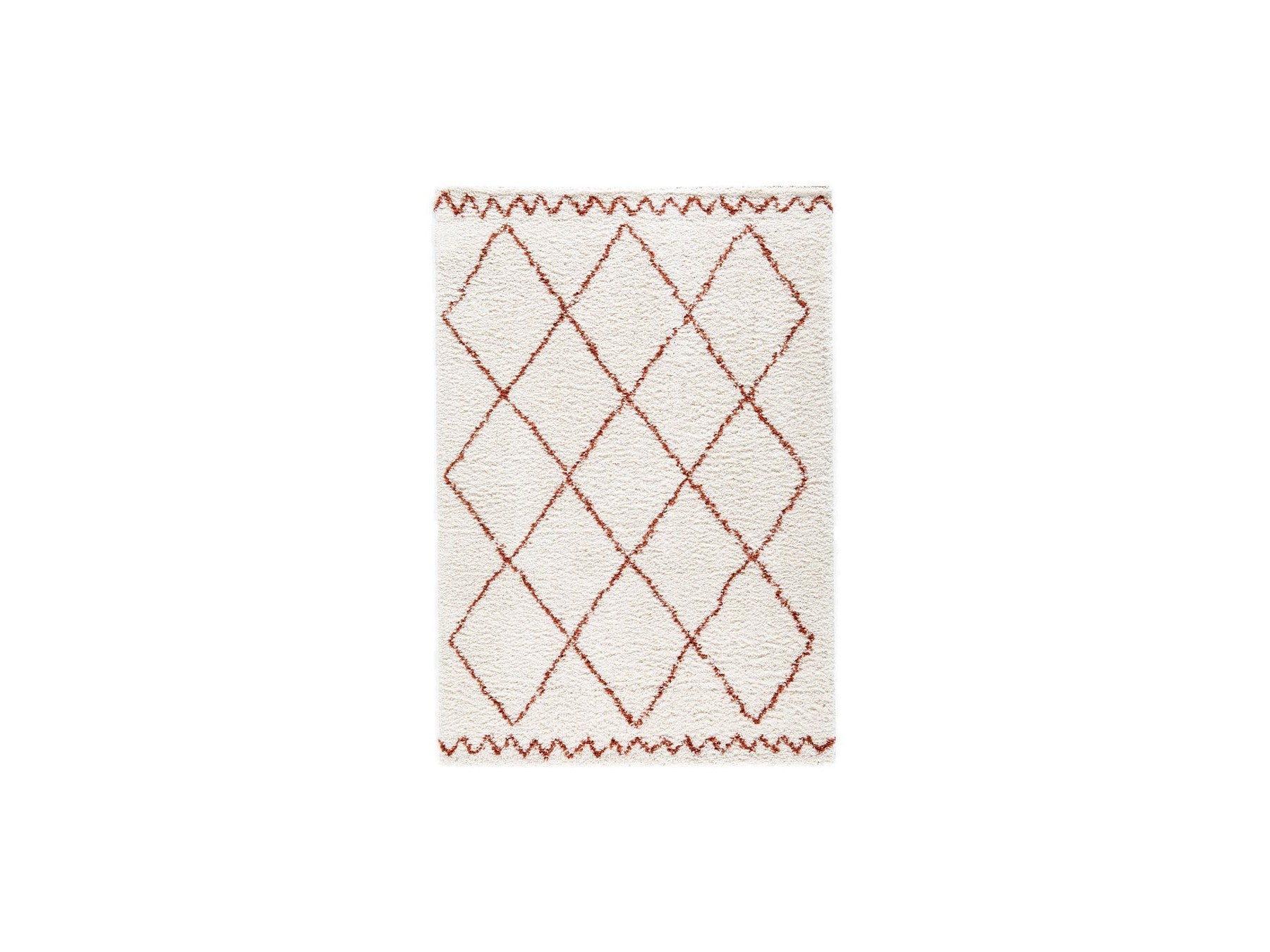 Simon - Tapis Poils Longs - Motif Graphique - Beige