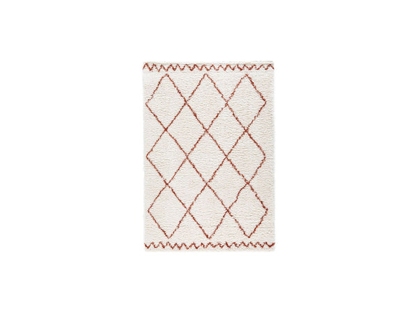 Simon - Tapis Poils Longs - Motif Graphique - Beige