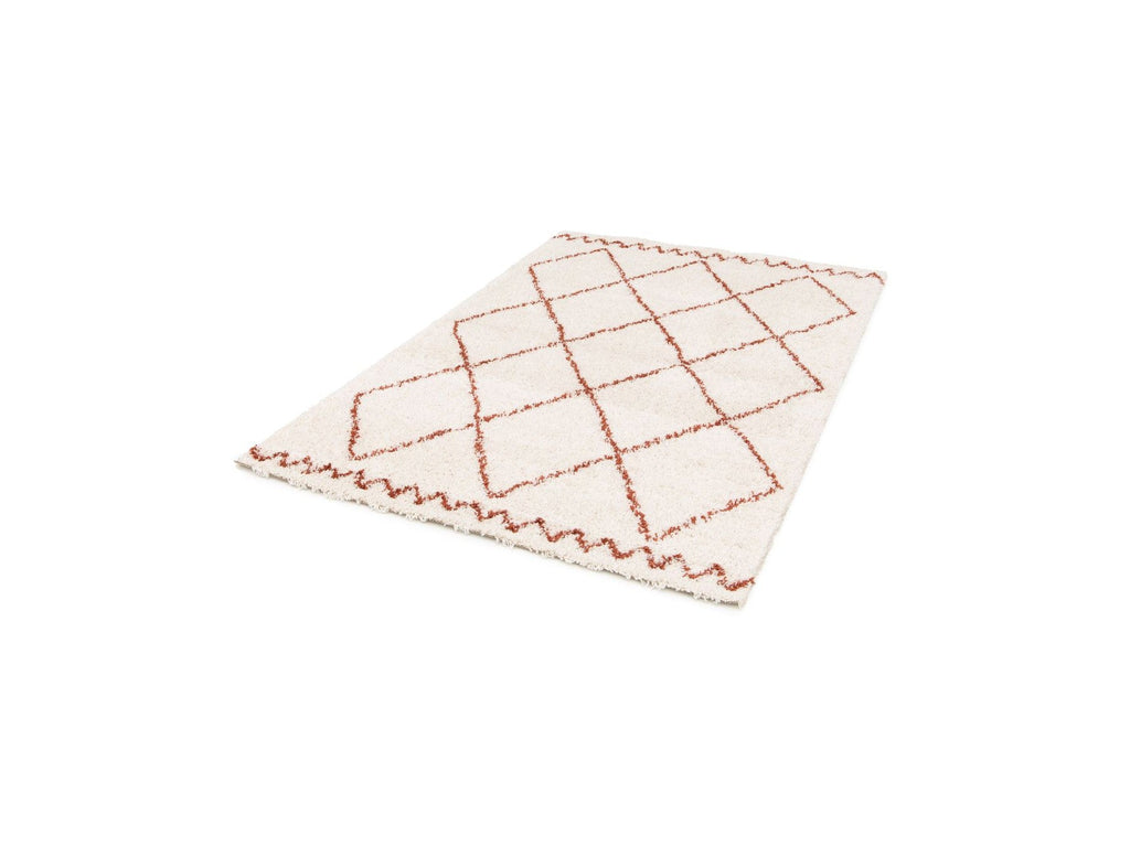 Simon - Tapis Poils Longs - Motif Graphique - Beige