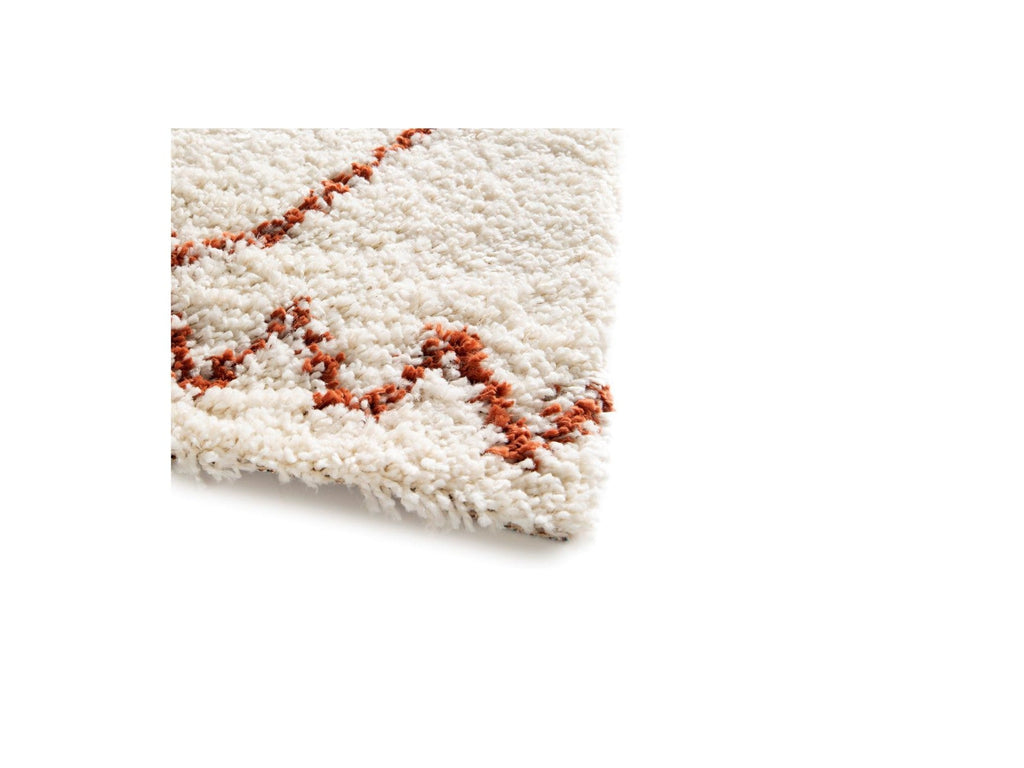Simon - Tapis Poils Longs - Motif Graphique - Beige