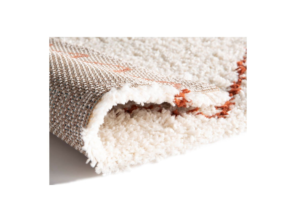 Simon - Tapis Poils Longs - Motif Graphique - Beige