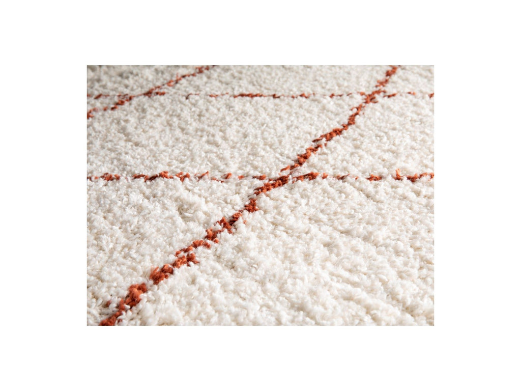 Simon - Tapis Poils Longs - Motif Graphique - Beige