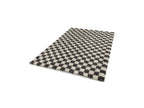 Damien - Tapis Poils Longs - Motif Damier - Noir