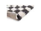 Damien - Tapis Poils Longs - Motif Damier - Noir
