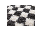 Damien - Tapis Poils Longs - Motif Damier - Noir