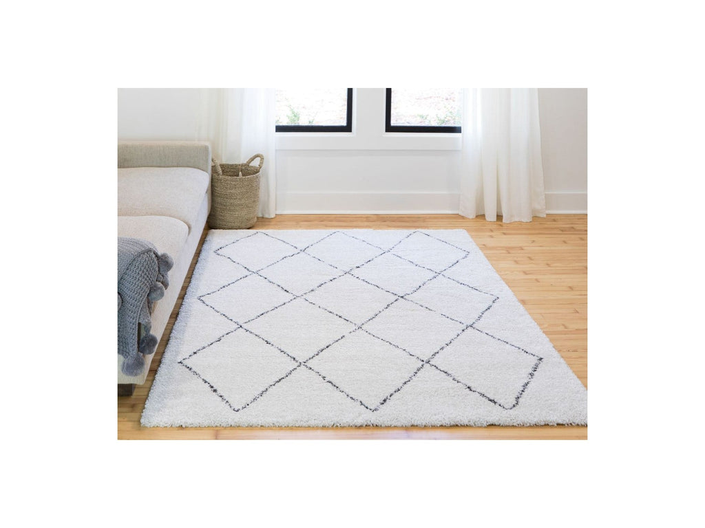 Renaud - Tapis Poils Longs - Motif Graphique - Beige