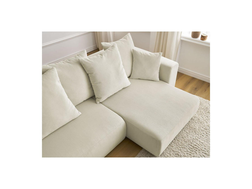Sidonie - Canapé D'Angle Convertible Réversible Coffre - Velours Côtelé